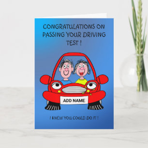 Happy couple, just passed driving test card