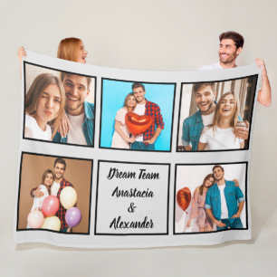 Happy couple modern personalised Valentine photo   Fleece Blanket