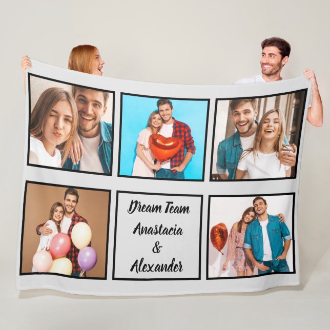 Happy couple modern personalised Valentine photo   Fleece Blanket (In Situ)