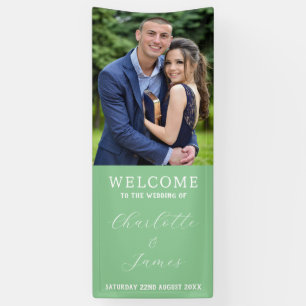 Happy Couple Photo   Green Wedding Welcome Banner