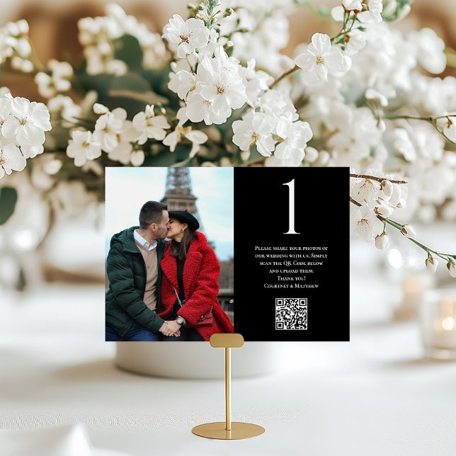 Happy Couple Photo Sharing QR Code Table Number (Creator Uploaded)