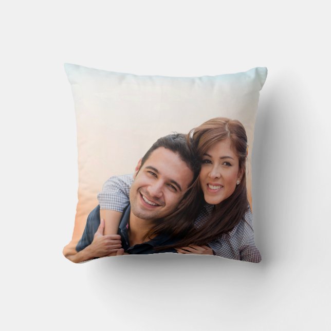 Happy Couple Photo Throw Pillow - Personalized (Front)