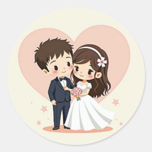 Happy Couple Wedding Sticker
