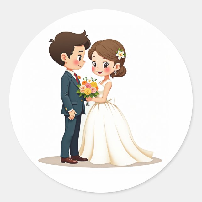 Happy Couple Wedding Sticker  (Front)