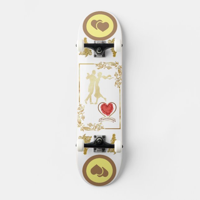 Happy Couples Dancing Valentines vector design  Skateboard (Front)