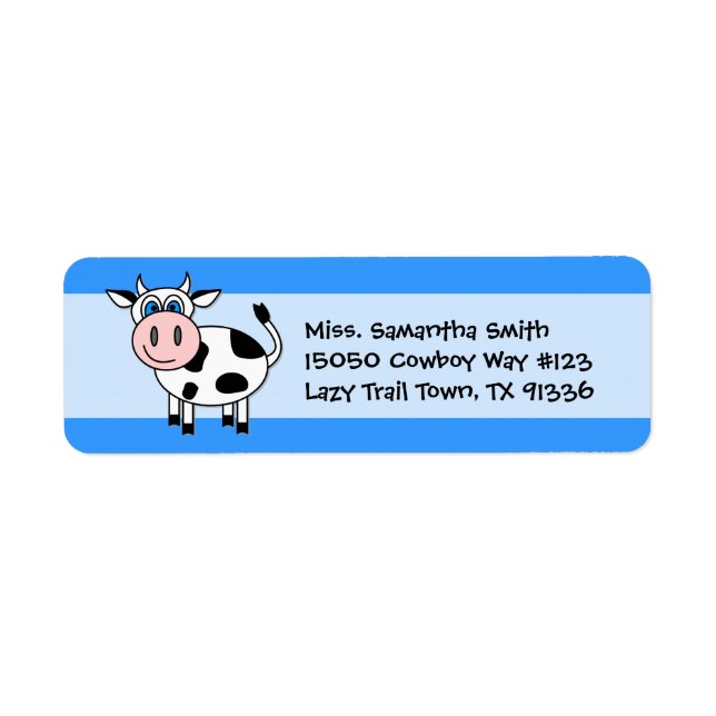 Happy Cow Blue Return Address Labels (Front)