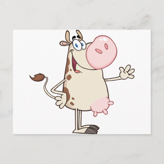 Happy Cow Cartoon Mascot Postcard (Front)
