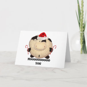 Happy Cow Christmas Card Postcard I Love You