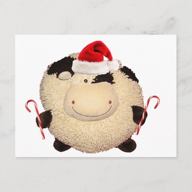 Happy Cow  Christmas Santa Postcard (Front)