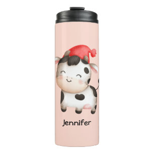 Happy Cow in a Cute Red Hat Thermal Tumbler