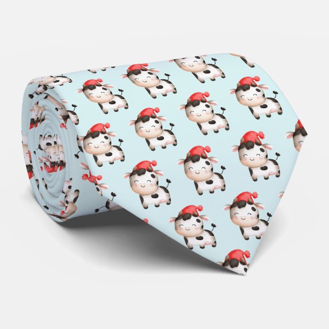 Happy Cow in a Cute Red Hat Tie (Rolled)