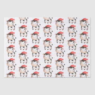 Happy Cow in a Cute Red Hat Tissue Paper