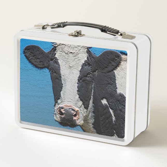 Happy Cow Portrait Metal Lunch Box (Front)
