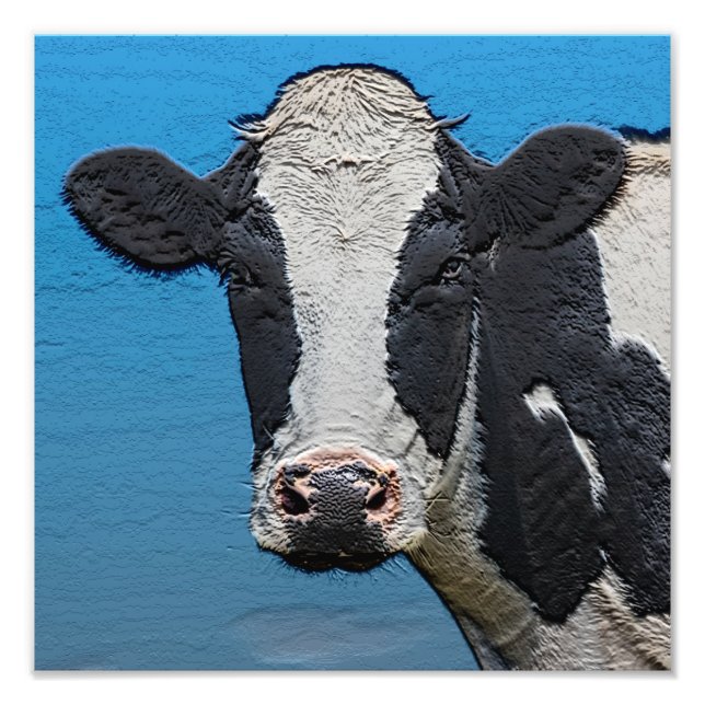 Happy Cow Portrait Photo Print (Front)