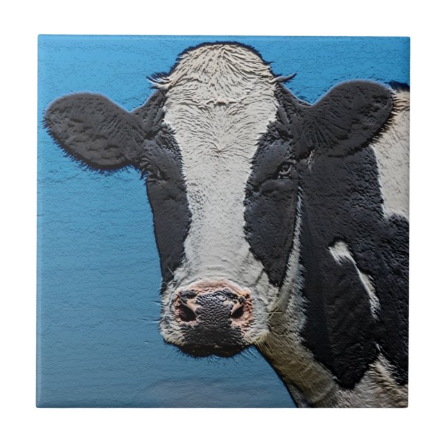 Happy Cow Portrait Tile (Front)