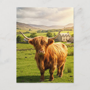 Happy Cow Watercolor Postcard