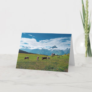 Happy Cows on the Farm in Switzerland Card