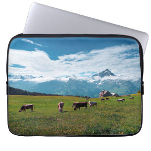 Happy Cows on the Farm in Switzerland Laptop Sleeve