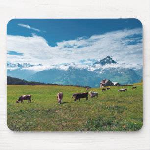 Happy Cows on the Farm in Switzerland Mouse Mat