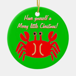 Happy Crab Christmas Greeting Ornament