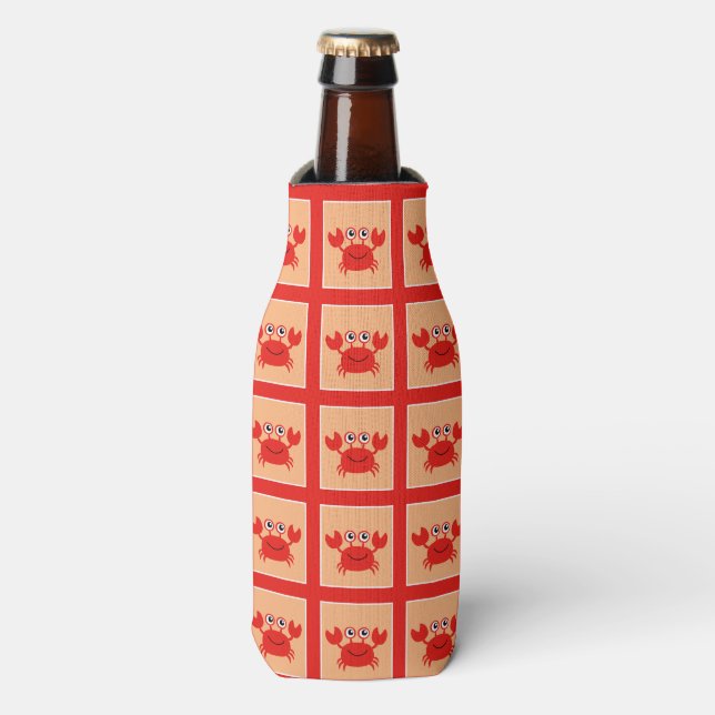 Happy Crab custom monogram bottle cooler (Bottle Front)