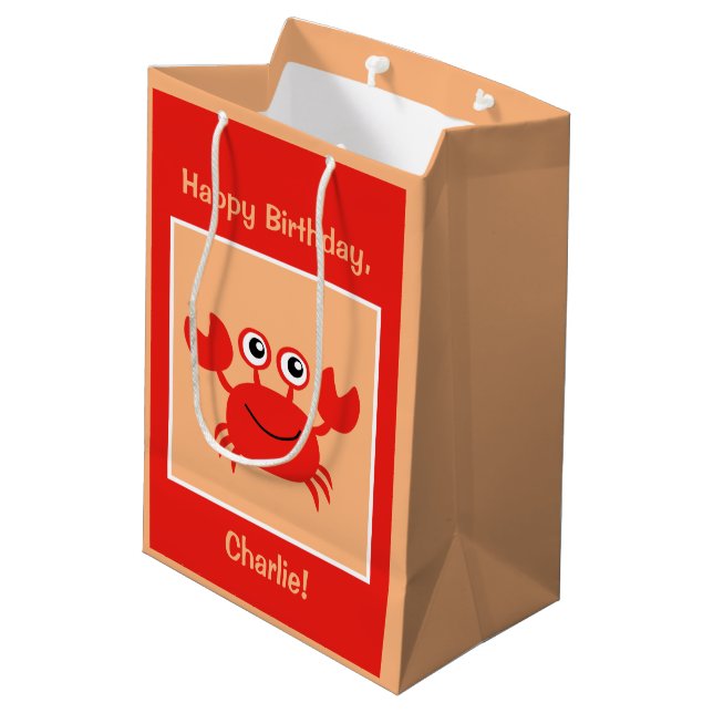 Happy Crab custom text gift bags (Back Angled)