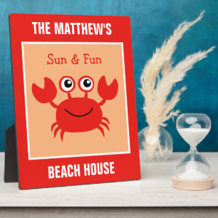 Happy Crab custom text plaque
