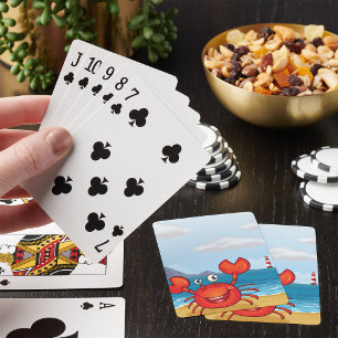 Happy Crab On A Beach Playing Cards