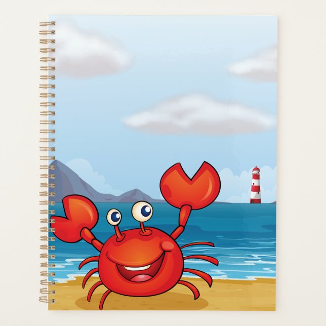 Happy Crab on Beach with Lighthouse Planner (Front)