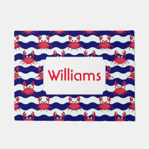 Happy Crabs Pattern   Add Your Name Doormat