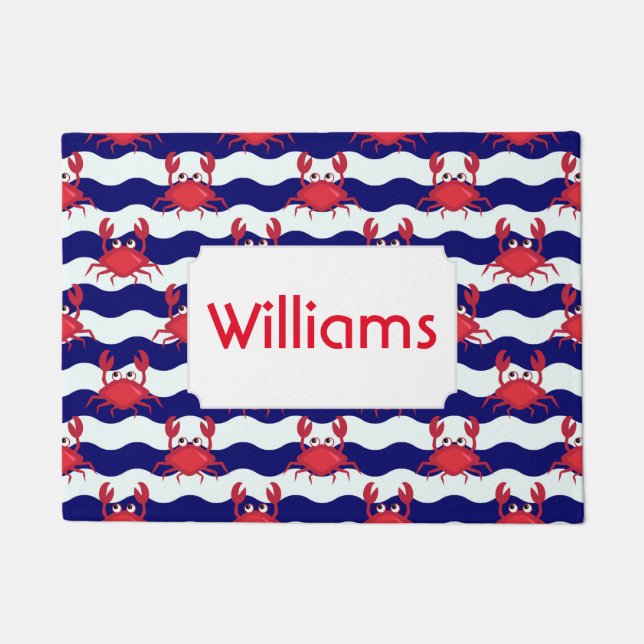 Happy Crabs Pattern | Add Your Name Doormat (Front)