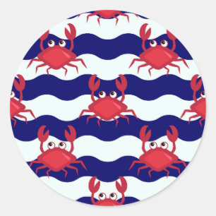 Happy Crabs Pattern Classic Round Sticker