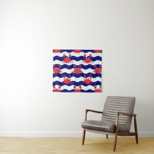 Happy Crabs Pattern Tapestry