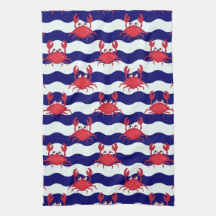 Happy Crabs Pattern Tea Towel