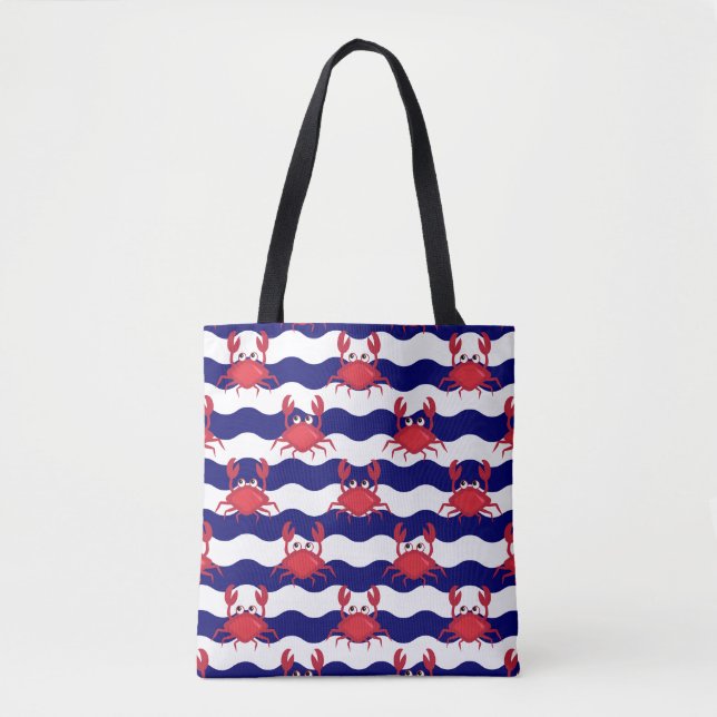 Happy Crabs Pattern Tote Bag (Front)