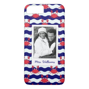 Happy Crabs Pattern   Your Photo & Name iPhone 8 Plus/7 Plus Case