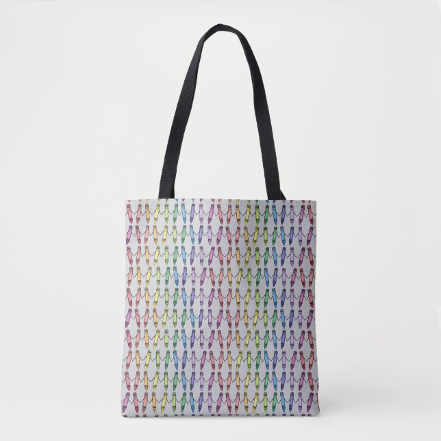 Happy Crayons Holding Hands Tote Bag (Front)