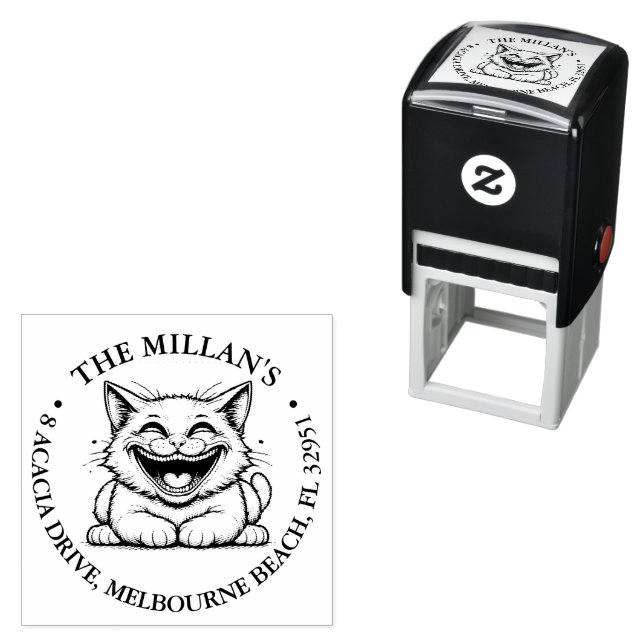 Happy crazy cat theme self-inking stamp (In Situ)