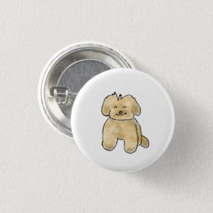 Happy Cream Puppy Crayon Doodle Gift 3 Cm Round Badge