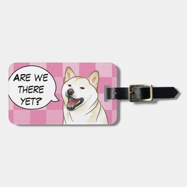 Happy Creamy Shiba Inu Dog Customisable Tag (Front Horizontal)