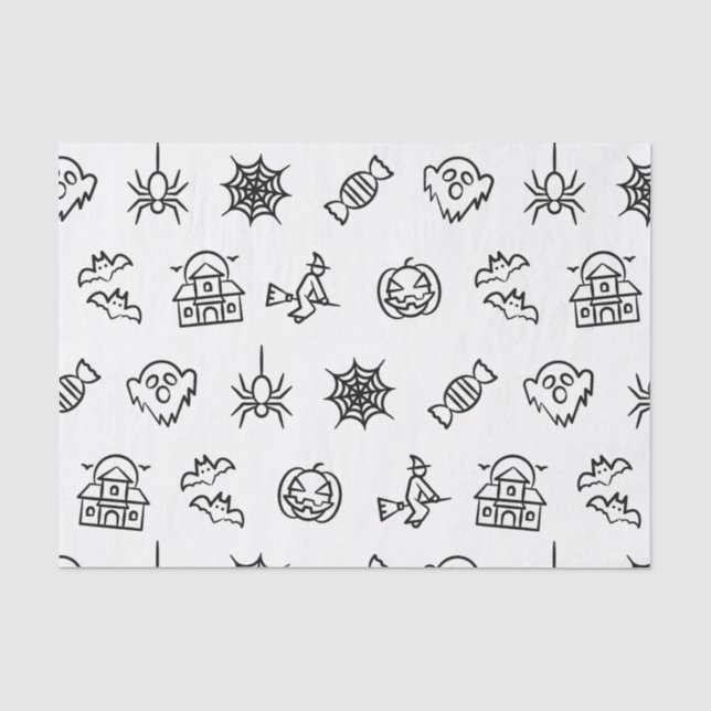 Happy creepy Halloween pattern - White Tissue Paper (Front)