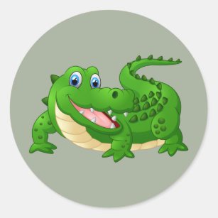 Happy Crocodile cartoon Classic Round Sticker