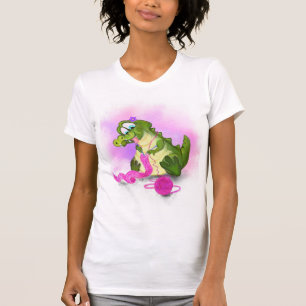 Happy Crocodile Knits Pink Scarf - Funny Painting T-Shirt