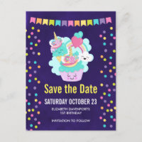 Happy Cupcake and Ice Cream Birthday Save the Date