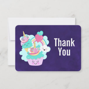 Happy Cupcake and Ice Cream Birthday Thanks Thank You Card