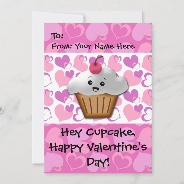 Happy Cupcake Valentine Holiday Card (Front)