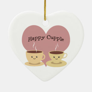 Happy Cupple! Cute Coffee Ceramic Tree Decoration