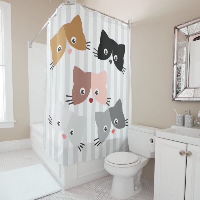 Happy Curious Kittens  Shower Curtain (In Situ)