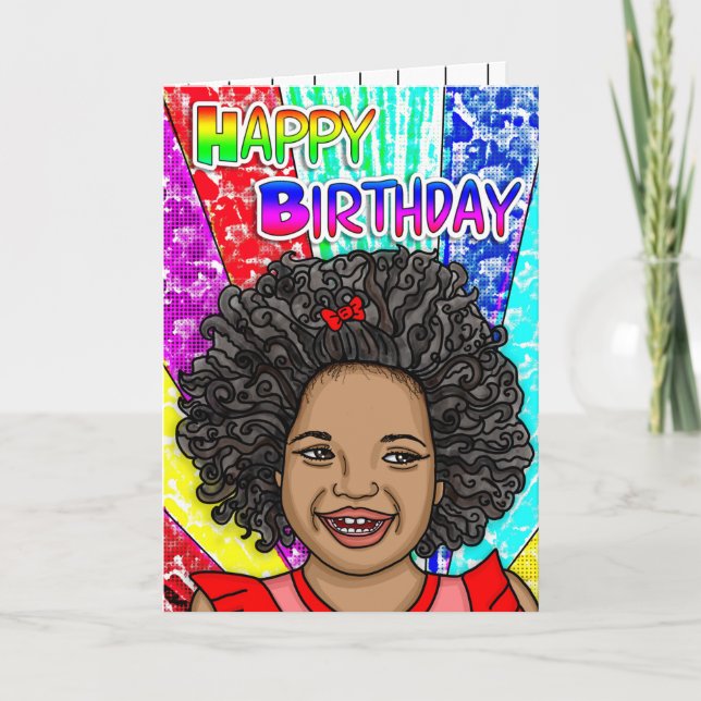 Happy Curls | Digital Art | Happy Birthday Card (Front)