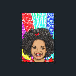 Happy Curls Pop Art Laughing Girl    Canvas Print<br><div class="desc">Adorable little African-American girl laughing with bright and bold colours,  red,  purple,  yellow,  blue digital art.</div>